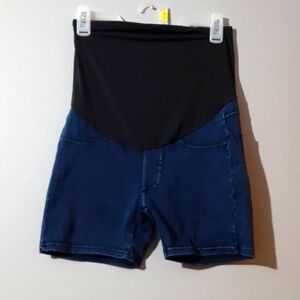 Poshdivah Martenity Denim Shorts Elastic Waist Size Medium Back Pockets